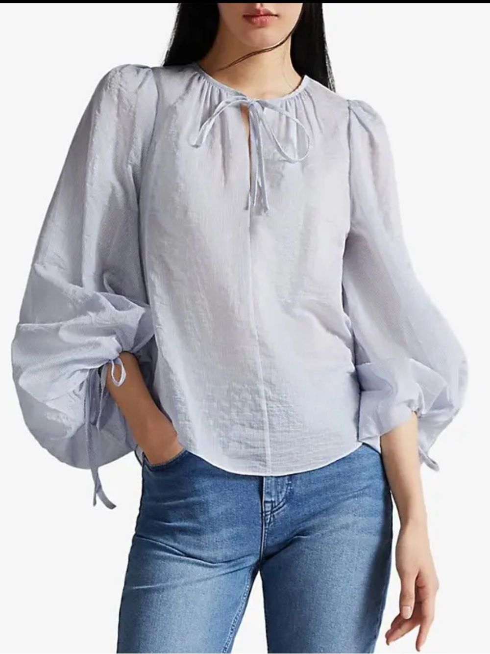 TED BAKER Silana V Neck Exaggerated Sleeve Blouse Silk Blend size 6 NWOT